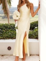 Billy J Yellow Satin Victoria Maxi dress size 8 Beautiful dress!