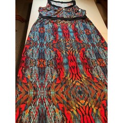 New Directions Womens XL Maxi Dress Multicolor Abstract Tribal Empire Waist NWT