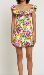Borgo De Nor Nalani Ruffled Cotton Midi Dress UK 10 US 6 Floral /Lemon/ Oranges