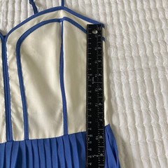 Coincidence & Chance Size Large Adjustable Strap Pleated Blue and White Sundress