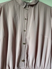 ABLETREE Pink Solid Collared Button Front Pleated Lined Dress