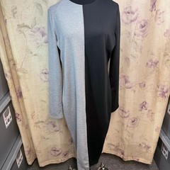 Zara Basic Fall Winter 18 Colorblock Mock Neck Long Sleeve Dress Black Gray NEW