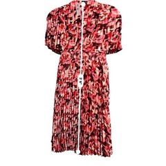 Preppy Academia Pleated A-line Midi Dress Smocked Maximalist Flutter Sleeve