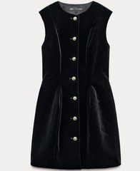 ZARA NWT PEPLUM VELVET MINI DRESS ZW COLL. BLACK FW24| REF 0053/185_SIZE XS, XL