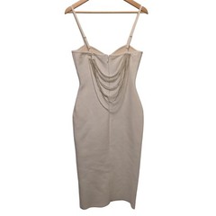 Akira Harriet Draped Pearl Bodycon Midi Dress Rhinestone Bridal Bachelorette