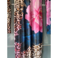 AFRM Shailene Mesh Dress Leopard Floral Print Long Sleeve Small Edgy Sheer Body
