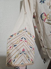 nl PRÊT Embroidered Floral Long Tunic Dress, Cream Multicolor, Sz M