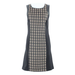 Kensie M Black Tan Vegan Leather Poly Cotton Rayon Nylon Spandex PU Dress