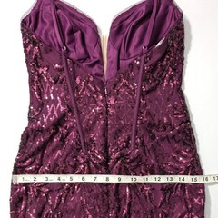 DB Studio Short Allover Sequin Illusion Plunge Mini Dress Sz 4 Purple NWT