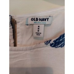Old Navy Boho Womens White Blue Floral Embroidered Shift Dress Short Sleeve SM