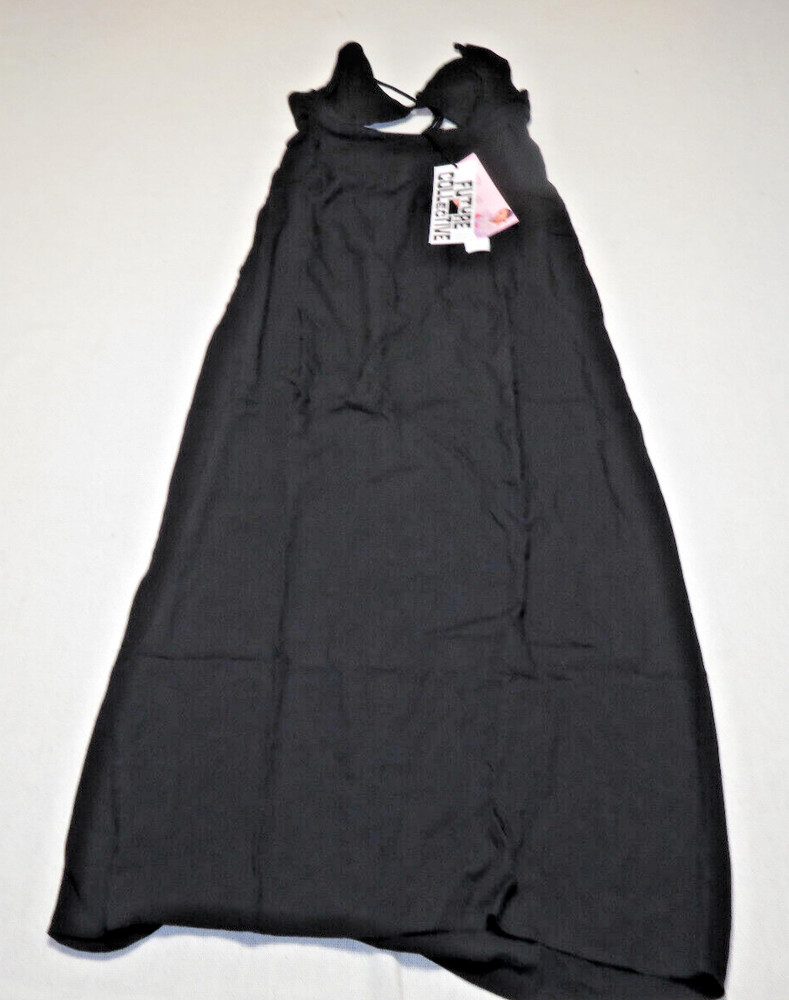 Future Collective Lined Strappy Black Cutout Midi Slip Dress Women&rsquo;s Size 8 F11