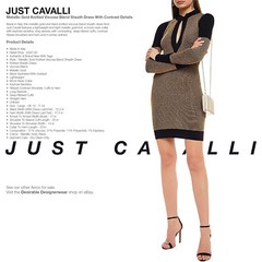 JUST CAVALLI Jumper Dress Pencil Metallic Gold Black Dress Size 44 – RP £497.00