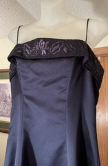 Morilee by Madeline Gardner dark purple satin A-line Ballgown w Embroidery