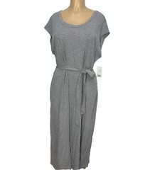 Madison Gray Stretch Pocketed Slit Back Tie Midi Dress Womens Size Large Casual