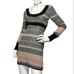 NWT Y2K Forever 21 Long Sleeve Metallic Lurex Striped Knit Dress S