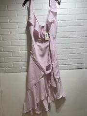 NWT! JUSTFAB Asymmetrical Ruffle Wrap Dress Lilac Snow Size XL $53