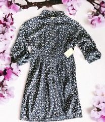Womens Medium Pie in the Sky Shirt Dress Button Front Floral Navy Pink New NWT
