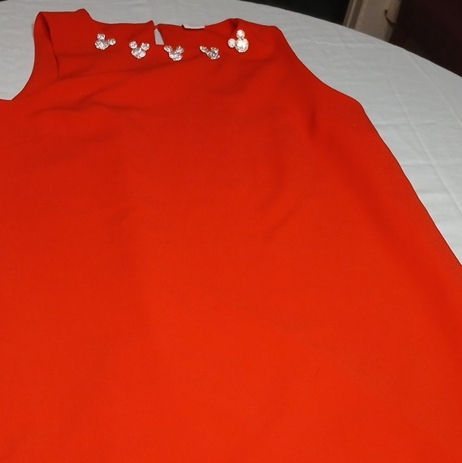 Disney Minnie Mouse Red Sheath Dress Sleeveless Rhinestone Lined Zip M