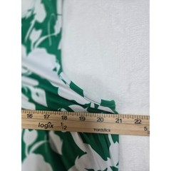 Ashley Blue Green White Floral A-Line Dress Sleeveless Pockets Plus 1XL Travel