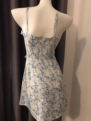 Blue and White Tie-Dye Spaghetti-Strap Dress