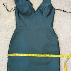 Alfred Sung D863 Twill V-Neck Bow Shoulder Trumpet Gown Evergreen 4