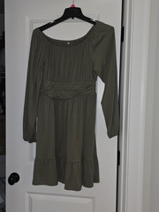 ANRABESS Womens Long Lantern Sleeve Square Neck Flowy Swing A-Line Short Dress