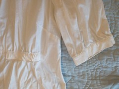 OJAY White Solid Button Front Shirt Dress V-Neck 3/4 Sleeve Knee Length size 10