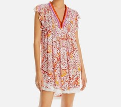 Poupette St Barth Womens&rsquo; Orange Sasha Woven Pleated Mini Dress Size S