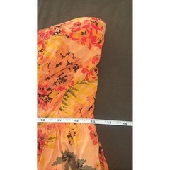 Kimchi Blue Orange Floral Strapless Tiered Ruffle Mini Dress Lace Up Back 6