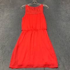 Express A Line Dress Womens Small Red Floral Lace Sleeveless Party Keyhole Back