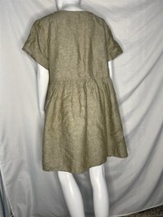 Madewell Linen Blend Alexandra Button Mini Dress XL Green Beige Short Sleeve