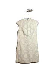Size 10 Silence + Noise Textured Floral Embroidered Open-Back Mini Dress