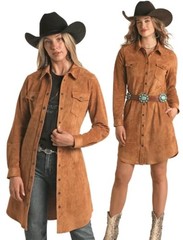 Panhandle Rust Microsuede Snap Shirt Dress XL Western Cowgirl Belted NWT
