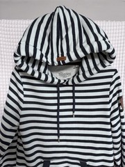 NEW Wanakome Carmen Stripe Soft Sweatshirt Hoodie Dress Women XS Nautical Preppy
