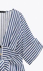 BNWT ZARA BLUE WHITE STRIPED MIDI SHIRT DRESS BELT METAL BUTTONS SIZE XS
