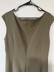H&M Green Solid Sheath Dress Womens XL Short Sleeveless Ruched Square Neck