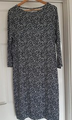 Jaeger Navy & White Print Knee Length Dress Medium Excellent Condition Cruise