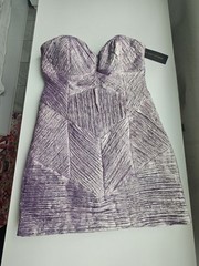 John Paul Ataker New York Metallic Lilac Layered Strapless Mini Dress 44
