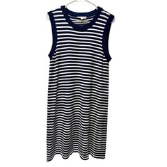 THML Sweater Dress L Navy White Striped Classic Nautical Coastal Minimalist