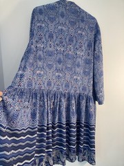 Anthropologie – Blink London Blue Stripe Print Mini Ruffle Shirt Dress | XL