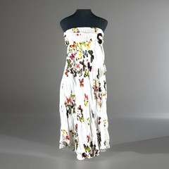 M&L Butterfly Dress Skirt Halter Top White Lined Cotton One Size Fits Most Lite