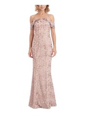 JS COLLECTION Womens Pink Lined Short Sleeve Formal Mermaid Dress 8
