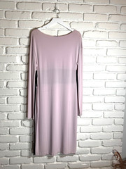 RED Valentino Mauve Pink Long Sleeve Dress Black Lace Empire Waist V-Neck Size L