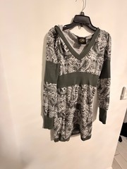 Vintage Y2K Ecko Red Graphic Hooded Mini Dress Tunic- Green/Gray All-Over Tattoo