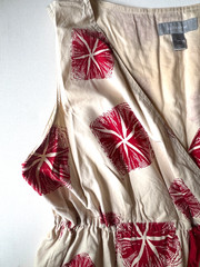 NWT LIZ CLAIBORNE SZ 20 Cotton Fit/ Flare Sleeveless Plunge Neck Dress Creme Red