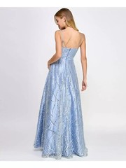 Say Yes Juniors&rsquo; Sequin-Embellished Ball Gown Silver/Blue Size 5/6 $189