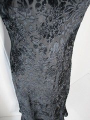 Vintage 90s Y2K Black Velvet Beaded Ruffle Midi Dress Gothic Fairycore Sz 10