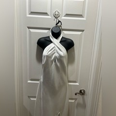 Lulus Beyond Classy White Satin Halter Midi Dress by Lulus Size Medium New NWT