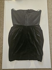 Juicy Couture Black Velvet Strapless Sweetheart Mini Dress Pleated Lined 8