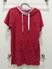 Marc New York Women’s Red Hooded French Terry Loop Short Sleeve Summer Dress s M